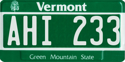 VT license plate AHI233