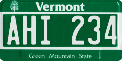VT license plate AHI234