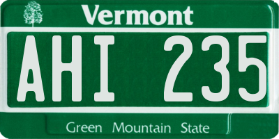 VT license plate AHI235