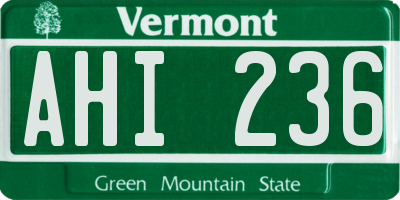 VT license plate AHI236