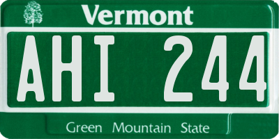 VT license plate AHI244