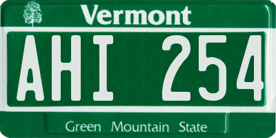 VT license plate AHI254