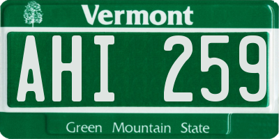 VT license plate AHI259