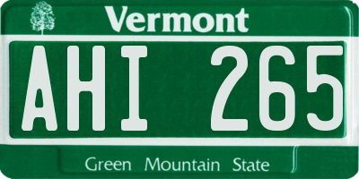 VT license plate AHI265