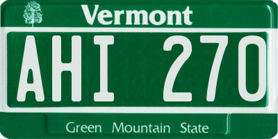 VT license plate AHI270