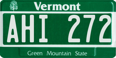 VT license plate AHI272