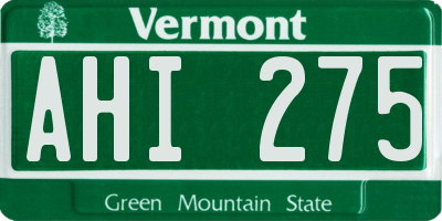 VT license plate AHI275