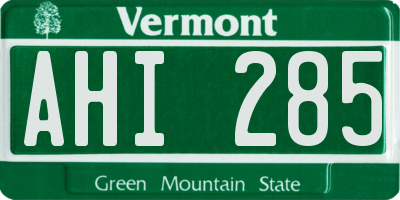 VT license plate AHI285