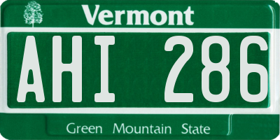 VT license plate AHI286