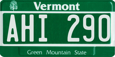 VT license plate AHI290