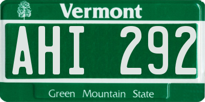 VT license plate AHI292