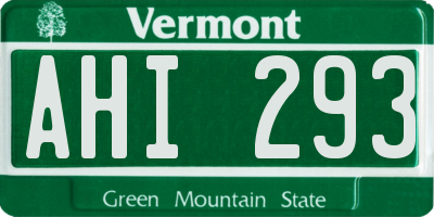 VT license plate AHI293