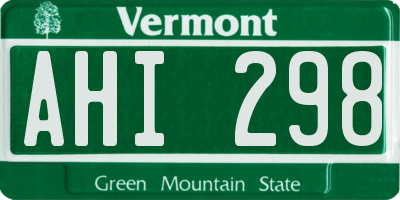 VT license plate AHI298
