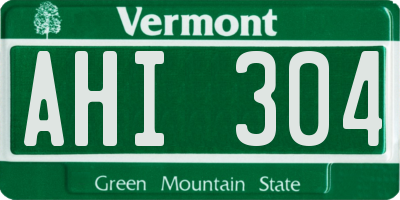 VT license plate AHI304