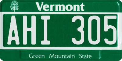 VT license plate AHI305