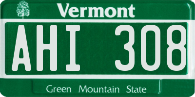 VT license plate AHI308