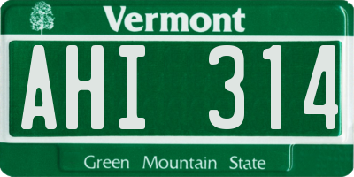 VT license plate AHI314