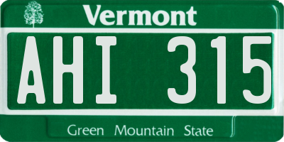 VT license plate AHI315