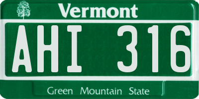 VT license plate AHI316