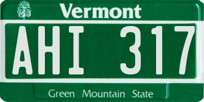 VT license plate AHI317