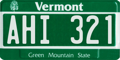 VT license plate AHI321