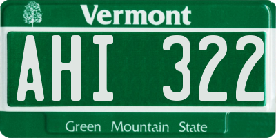 VT license plate AHI322