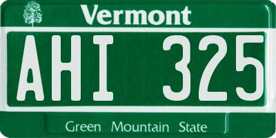 VT license plate AHI325