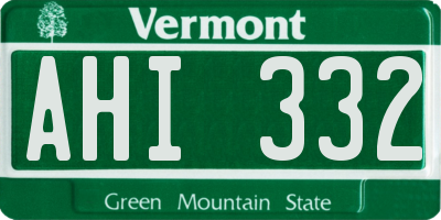 VT license plate AHI332
