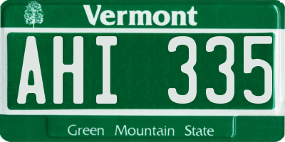 VT license plate AHI335