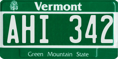 VT license plate AHI342