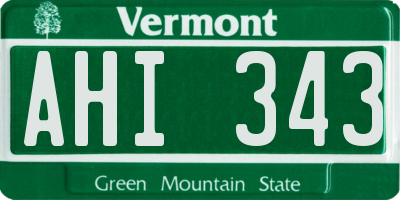 VT license plate AHI343