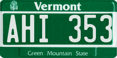VT license plate AHI353