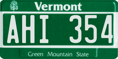 VT license plate AHI354