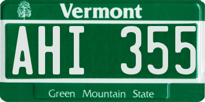VT license plate AHI355