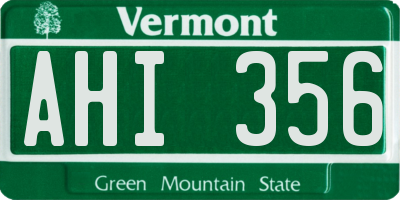 VT license plate AHI356