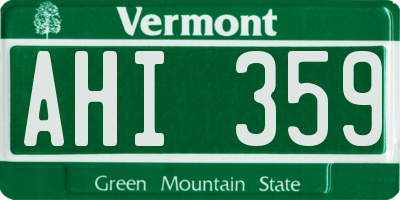 VT license plate AHI359