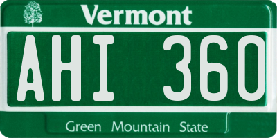 VT license plate AHI360