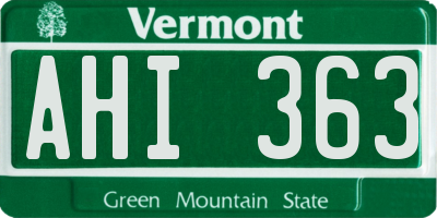 VT license plate AHI363