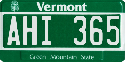VT license plate AHI365