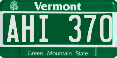 VT license plate AHI370