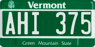 VT license plate AHI375