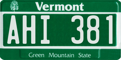 VT license plate AHI381