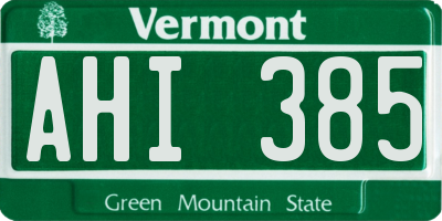 VT license plate AHI385