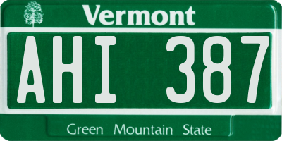 VT license plate AHI387
