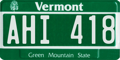 VT license plate AHI418