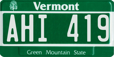 VT license plate AHI419