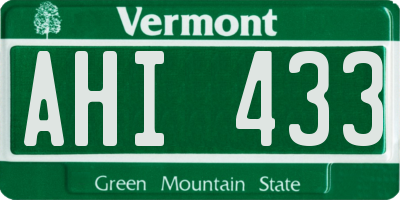 VT license plate AHI433