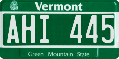 VT license plate AHI445