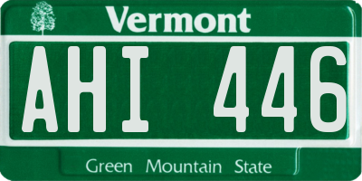 VT license plate AHI446