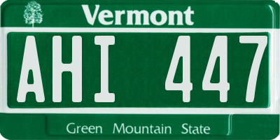 VT license plate AHI447